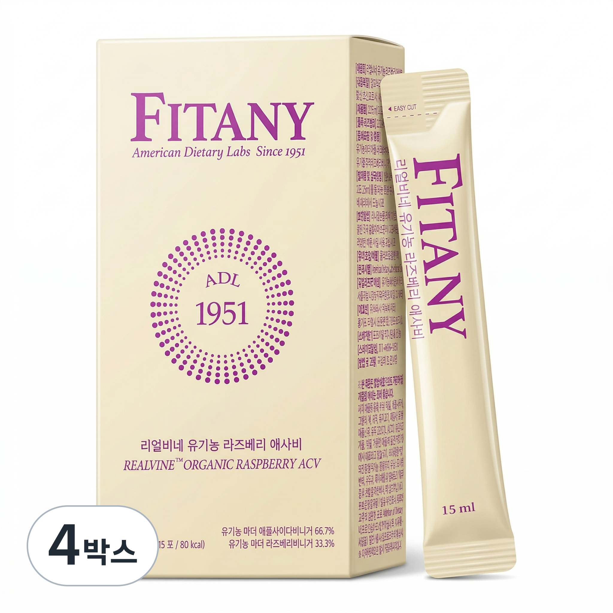 [FITANY] 피타니 리얼비네 유기농 라즈베리 애플사이다비니거 라즈베리비니거, 4박스, 225ml 99,000원