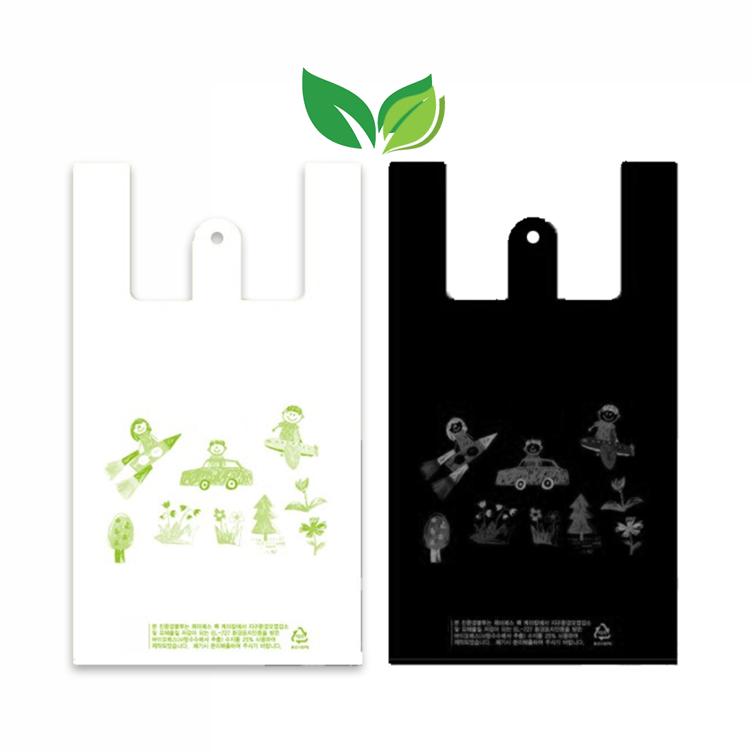 친환경 비닐봉투/ 친환경 손잡이 봉투/ 친환경 쇼핑백 (백색/흑색) (5L, 9L, 14L. 19.5L, 26.5L) (300매/200매) 24,500원