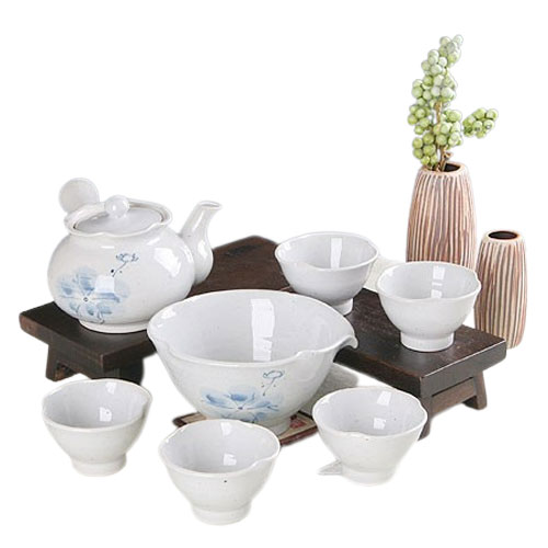 5인다기 고백자 꽃잎연화문 전통 다도 세트 녹차잔 티세트 85,000원