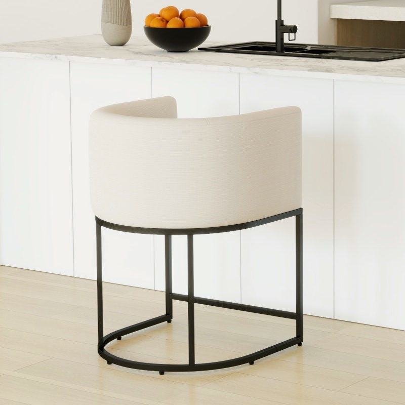 Dayalane 바의자 모던 프리미엄 배럴형 등받이 푹신한 쿠션 홈바의자, 1개, 베이지(리넨) 139,000원