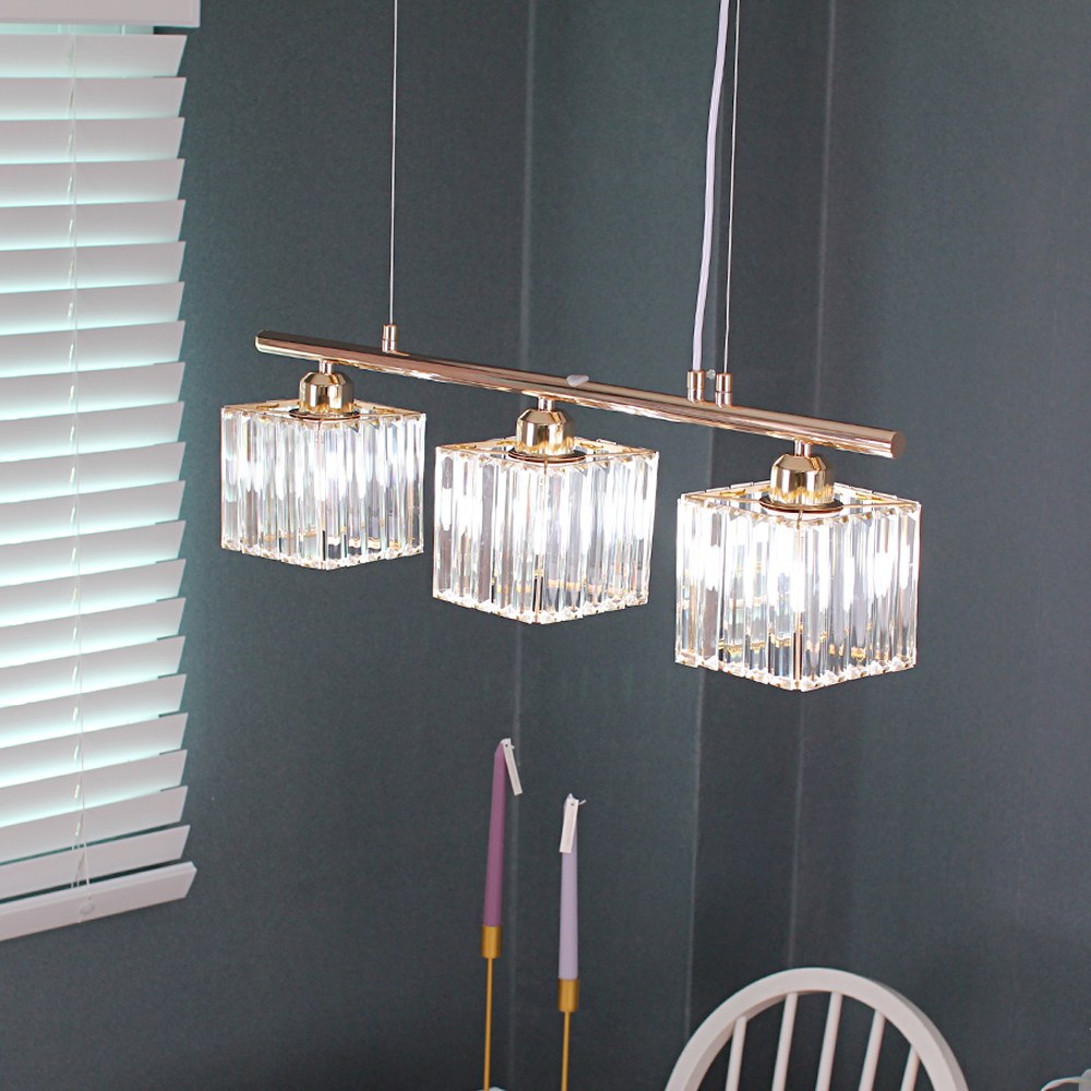 예스케이라이팅 루시 3등 펜던트 크리스탈 LED식탁등 주방등 천장등 카페조명 인테리어 골드 조명미포함 80,000원
