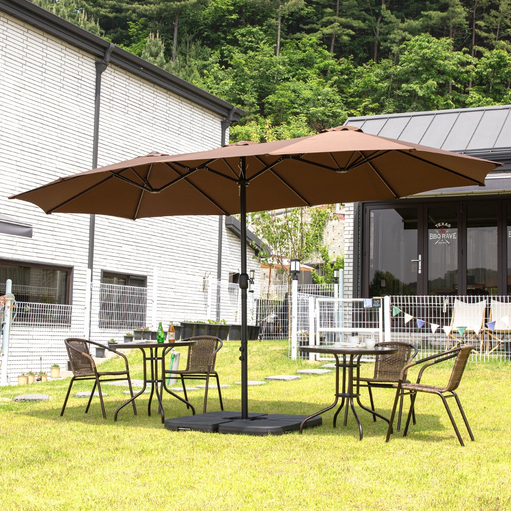 마켓 더블 파라솔 4550X2650 플라스틱베이스 15kgX4개, 초코 176,000원