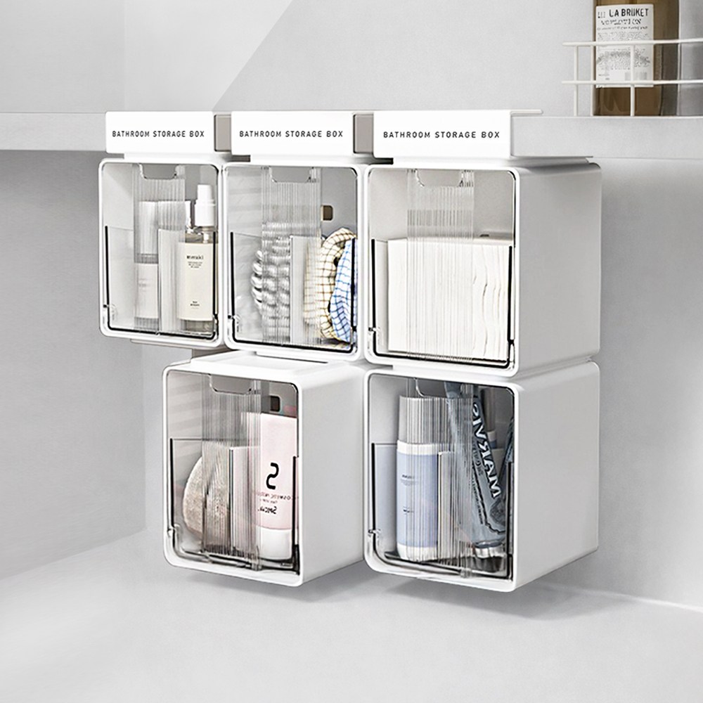 구디푸디 클립앤픽 무타공 큐브 면봉 화장솜 헤어핀 멀티 수납함 8,900원