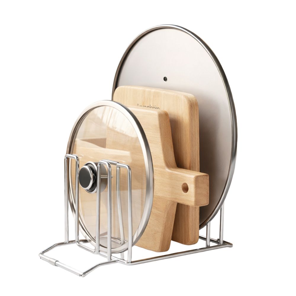 키쉬홈 프리미엄 접시 도마 냄비뚜껑 팬 멀티 정리대, 1개, 실버 12,000원