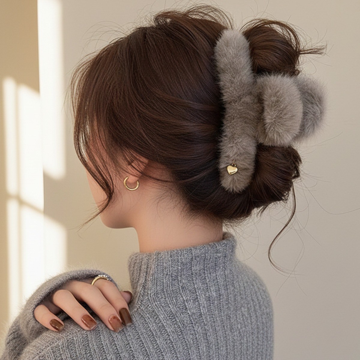 틴다샵 털집게핀 퍼 토끼털 밍크 겨울집게핀 9,900원