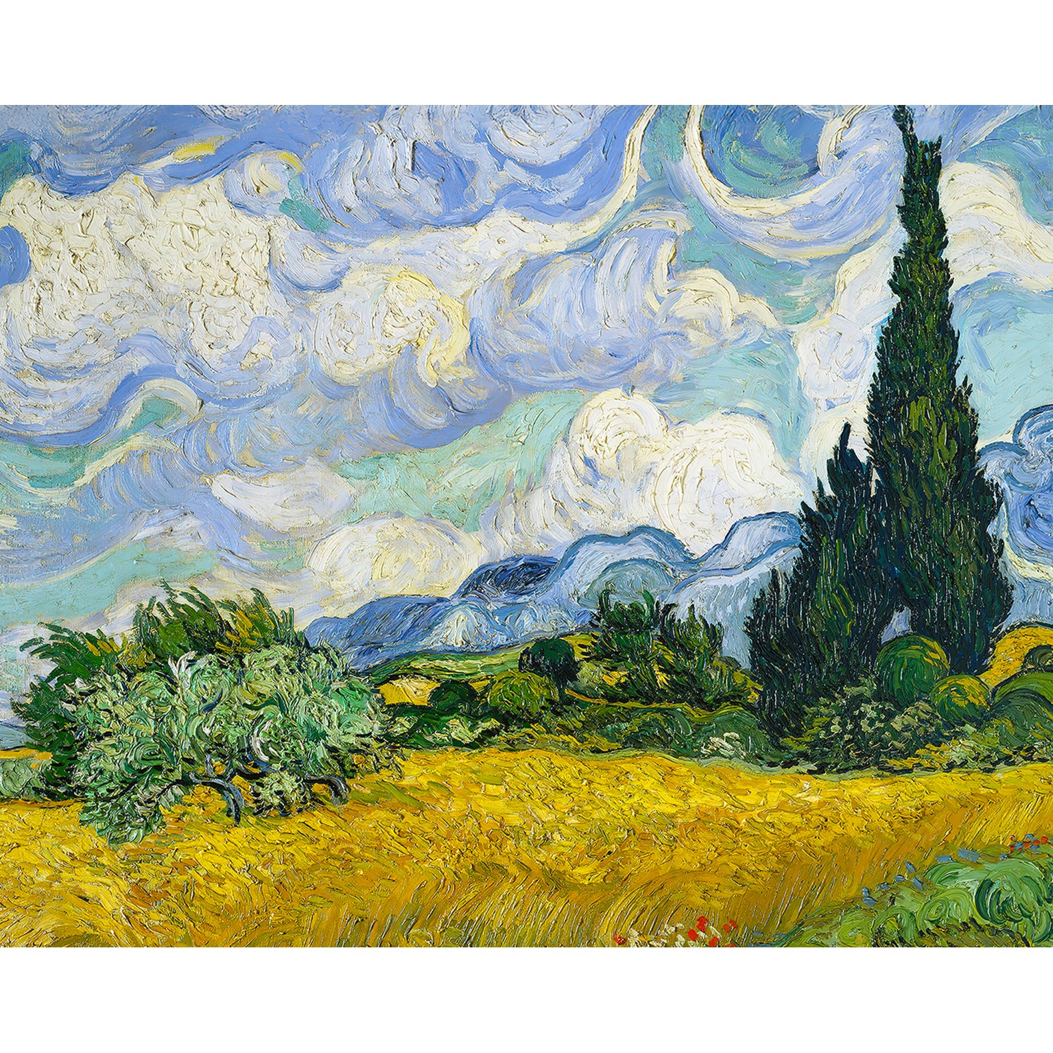 명화 인테리어 캔버스 그림 액자 고흐-사이프러스 나무와 밀밭 25,000원
