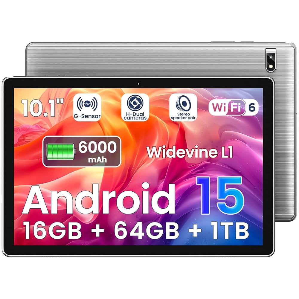2026년형 태블릿 10 1인치 안드로이드 15 태블릿 옥타코어, 16GB RAM 64GB ROM 1TB , 2 8MP 카메라, BT5, 태블릿 PC 2 4/5G WiFi 6 10 108,300원