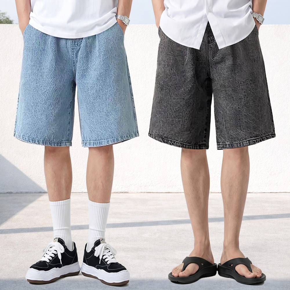 남자 데님 반바지 와이드 원턱 밴딩 청반바지 버뮤다 26,900원