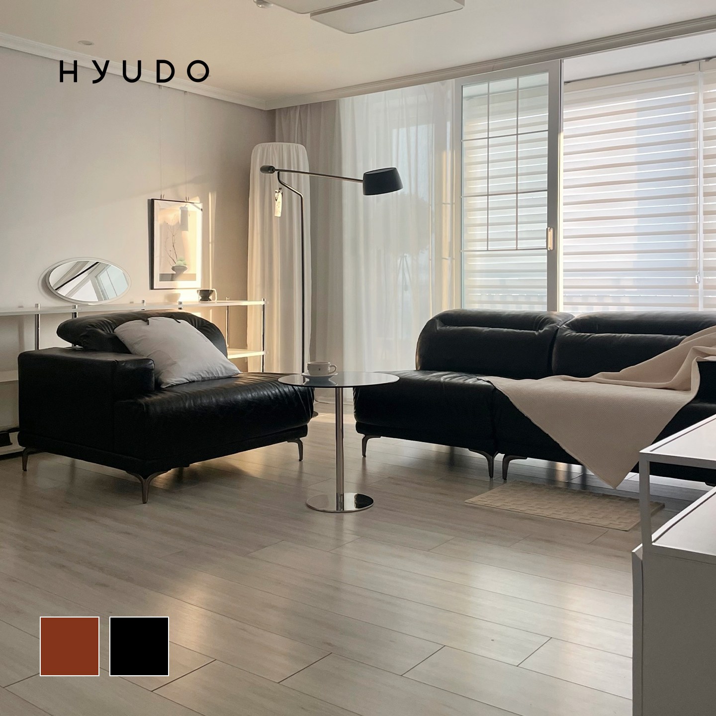 [무료설치배송+10만원 즉시할인]  휴도 모듈형 헤드틸딩 카멜 블랙 가죽 소파 4인 2860 699,000원