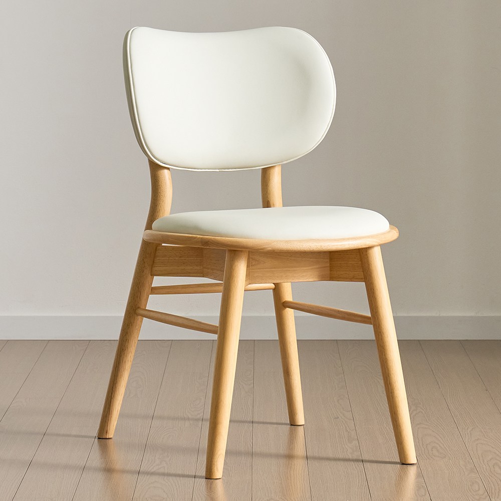 푸딩 원목 식탁의자 PU 쿠션 카페 체어, 2개, 내추럴_베이지 189,000원