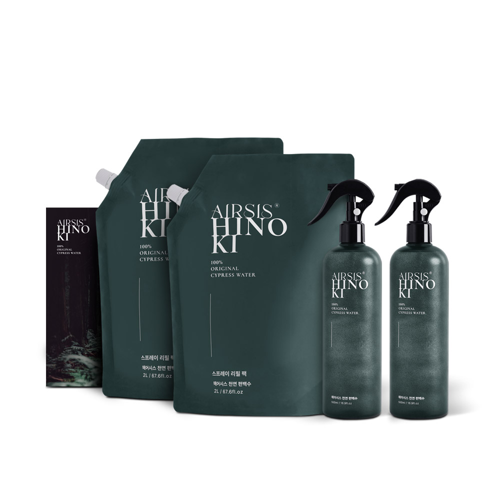 에어시스 편백수 원액 100% 피톤치드 2L 대용량 리필 천연 탈취제 + 500ml 공병 세트 38,800원