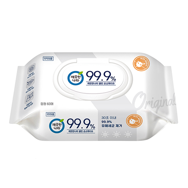 깨끗한나라 99.9% 클린 손소독티슈 60매 캡형 38,000원