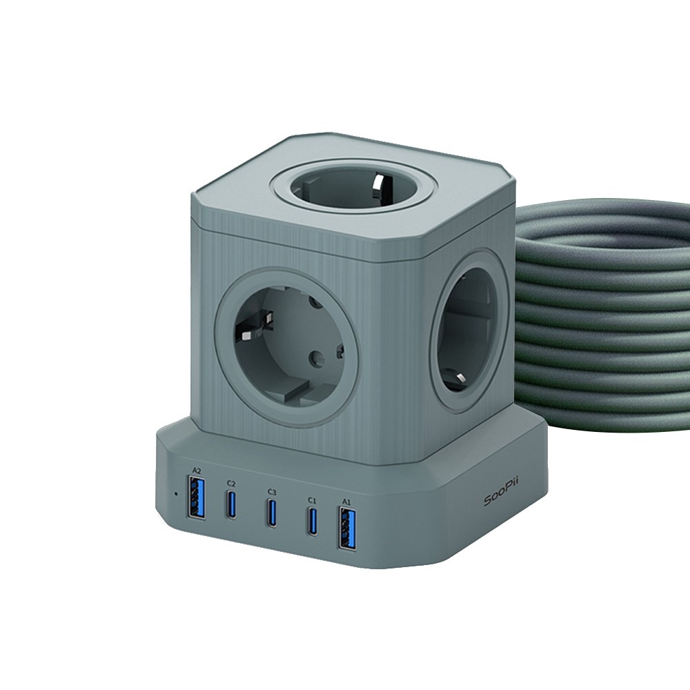 수피 65W 노트북 초고속 고용량 밀리터리 캠핑 큐브 USB 멀티탭 5구, 5m, 카키, 1개 72,000원