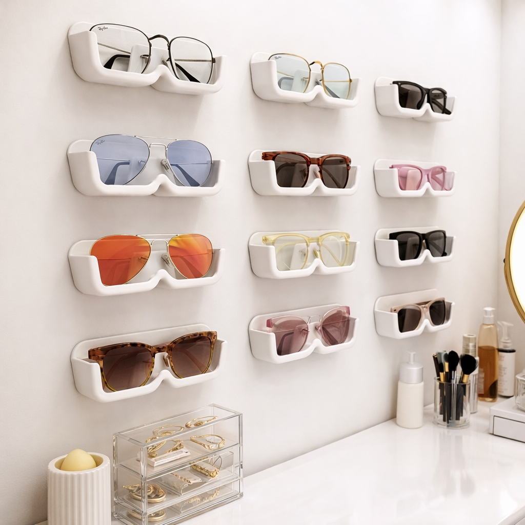 무타공 부착식 벽걸이 안경 거치대 1+1, 2개, 투명 3,950원