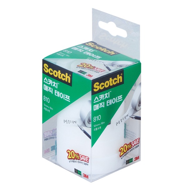 (3M)스카치 매직 테이프 리필 810R-6 12mmx18m 6개입1팩 세이빙팩, 단일 색상, 1개 8,400원