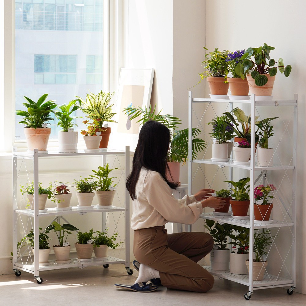 친절한마이쮸 접이식 철제화분선반 철제 폴딩 원터치 이동식 선반, 화이트 33,900원