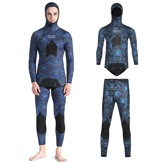 OUZO 오픈셀 프리다이빙슈트 남성 후드 웻슈트 투피스형 다이버슈트 3.5mm 148,000원