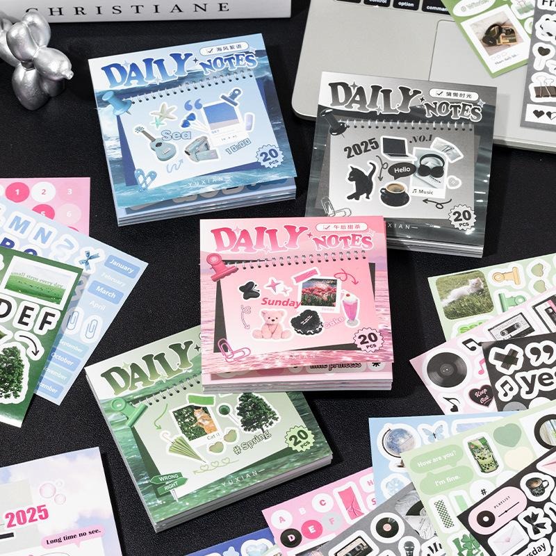 미스터 페이퍼 인스타일 데일리 스티커 북 4종 세트 - 80장 한국식 컷팅 다이어리 소재 (노트북 텀블러 휴대폰 장식용)+ 핀셋 증정, 4개, 유색 12,000원