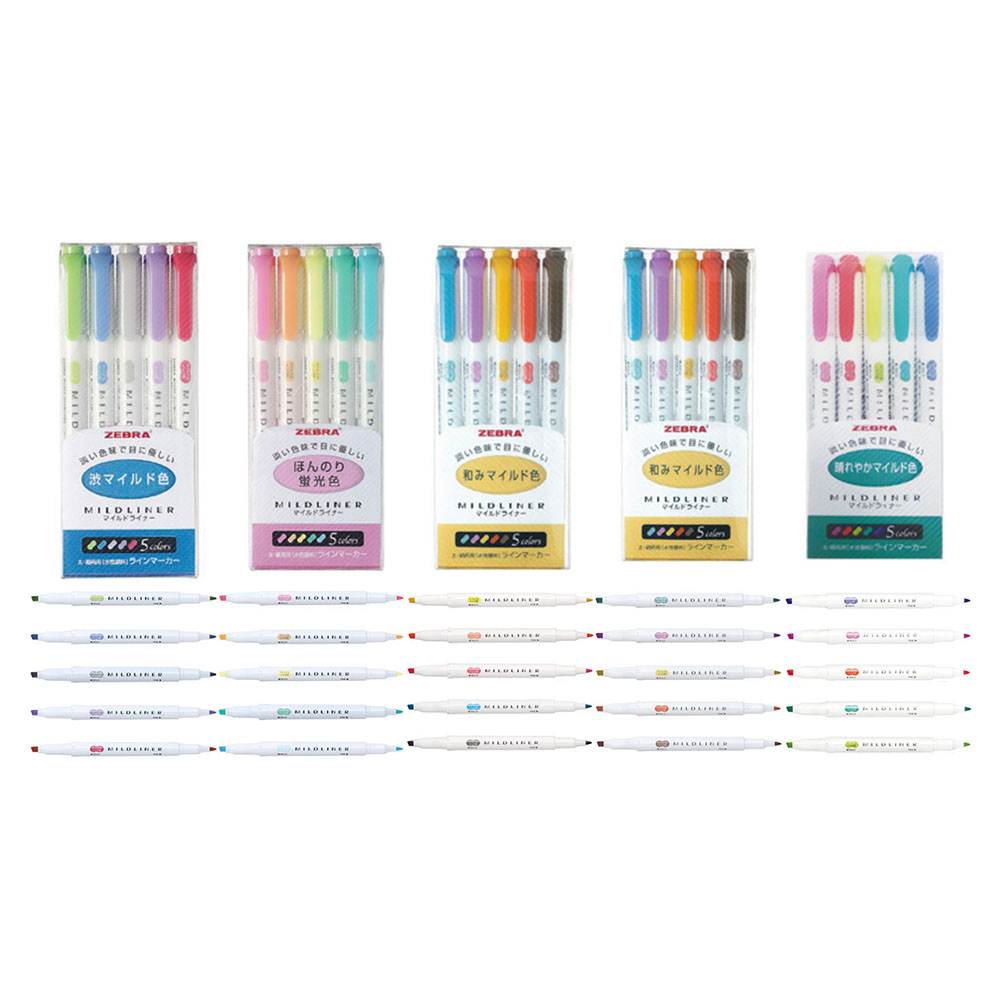 제브라 마일드라이너 5색 형광펜 세트, B타입(분홍) 7,200원