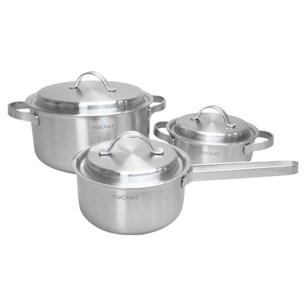 쿠쉐프 통 5중 인덕션 스텐 냄비 세트 3개, 단일색상, 1세트, 편수16cm + 양수18cm + 곰솥24cm 177,000원