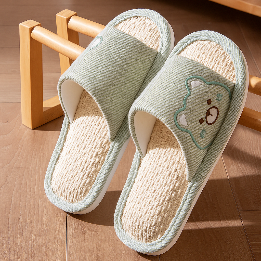 파티굿즈 옆곰돌이 남성 여성 커플 슬리퍼 실내화 거실화 사무실, 1개, 그린 8,990원