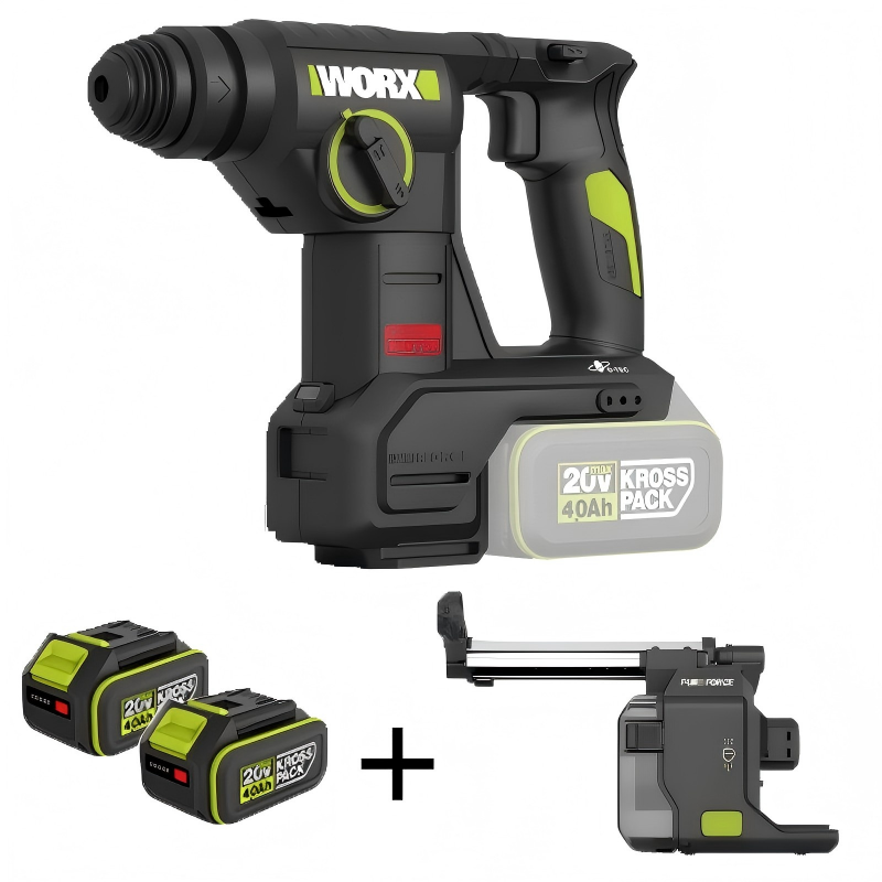 윅스WORX WU384 리튬전지 해머 콘크리트 드릴 벽전동공구 4.0Ah배터리2개 충전기1개 먼지흡입기1개 포함 230,300원