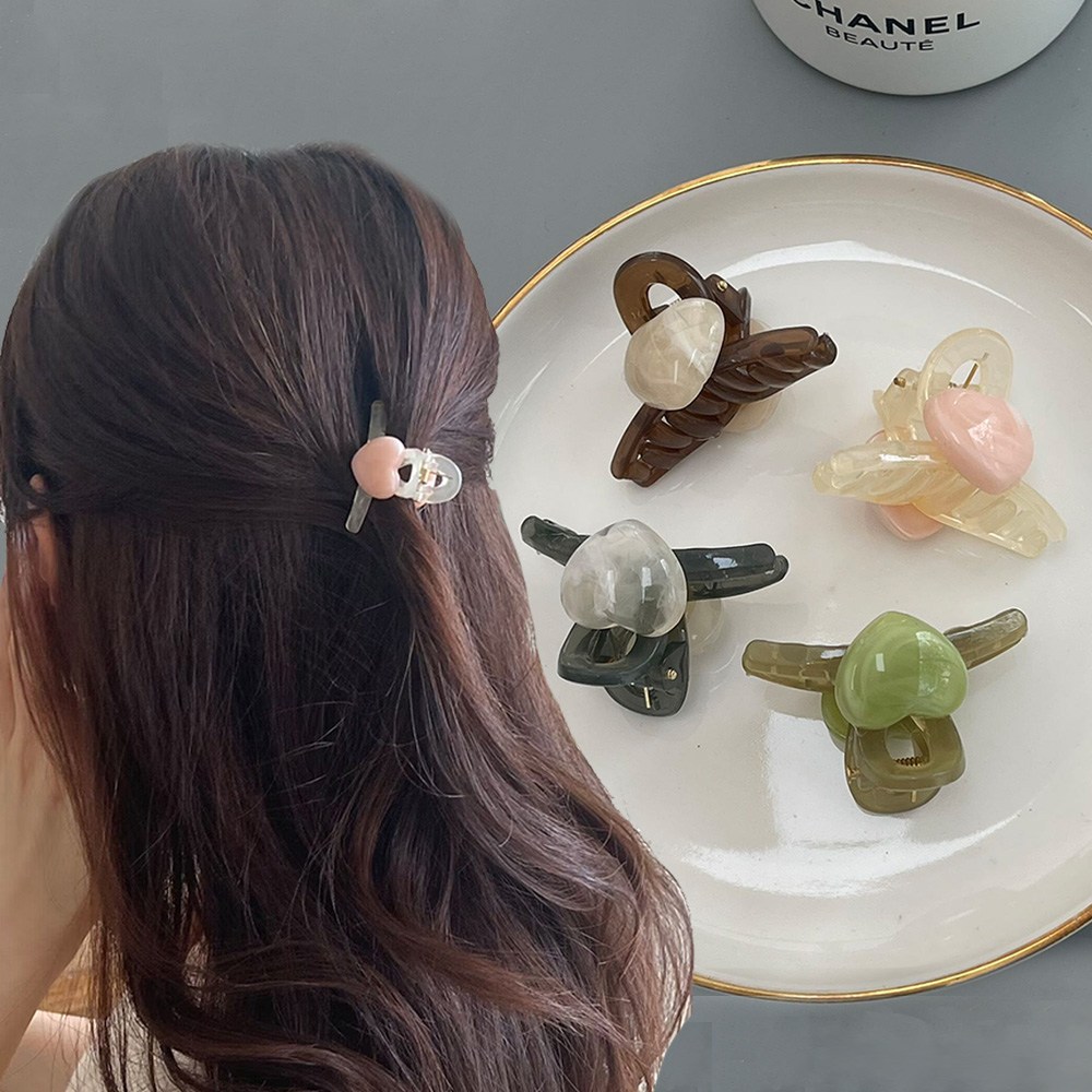 워더미 쁘띠 초미니 유광 하트 꼬임 옆머리 반머리 집게핀 4개 세트 F510 8,500원