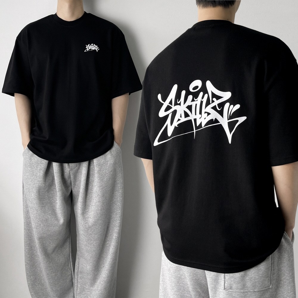 오프앤 국산 남녀공용 특양면 오버핏 그래피티 프린팅 빅사이즈 박스 반팔 티셔츠 17,900원