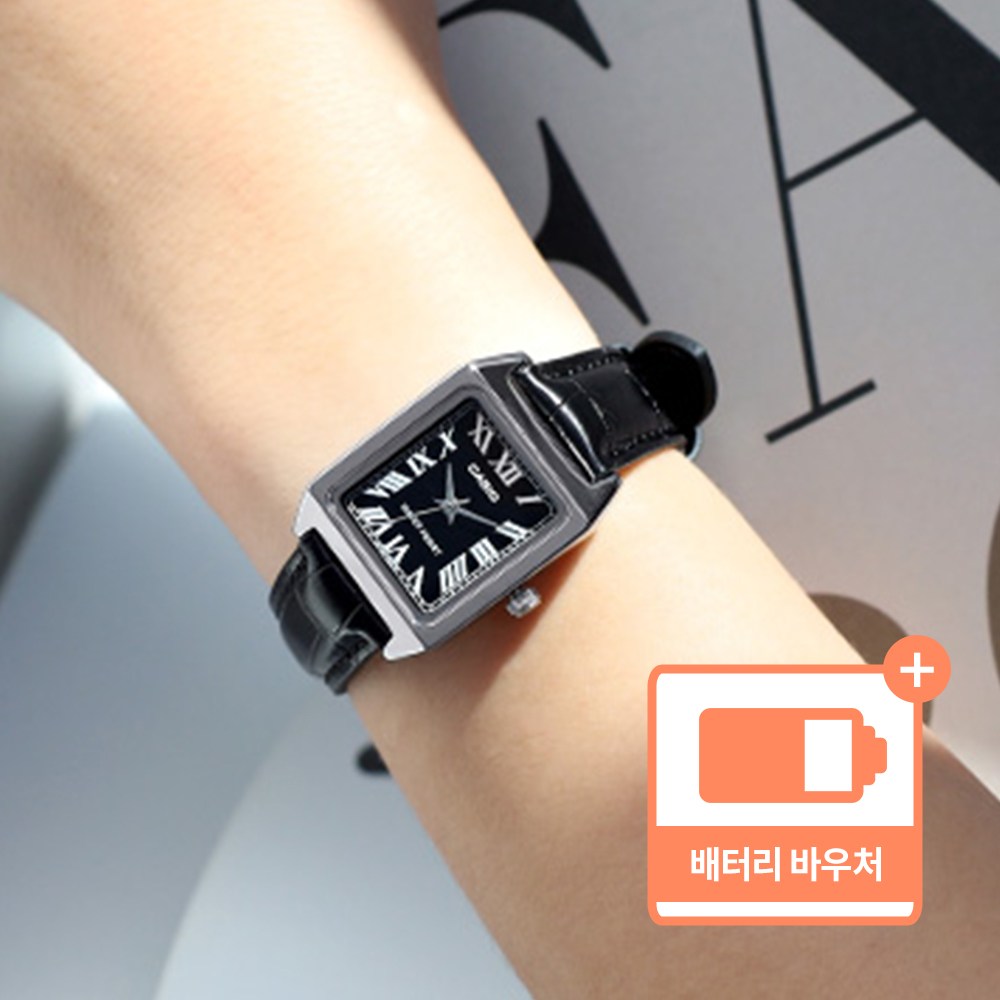 카시오 클래식 사각 스퀘어 미네랄 글라스 여성 가죽 시계 +배터리 교환권 패키지 30,400원