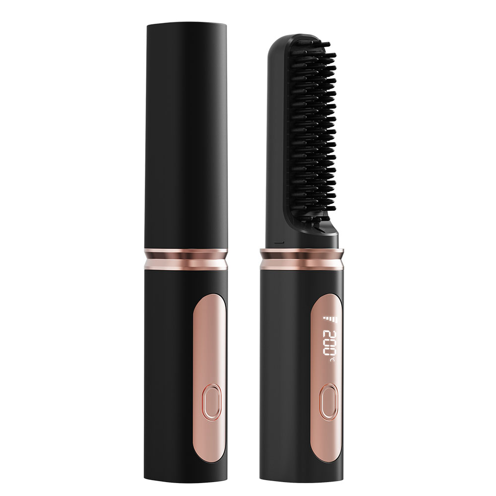 MOKIN 충전식 미니 빗고데기 무선 매직기 볼륨매직기 2in1 남자 여자 겸용, 블랙 35,500원