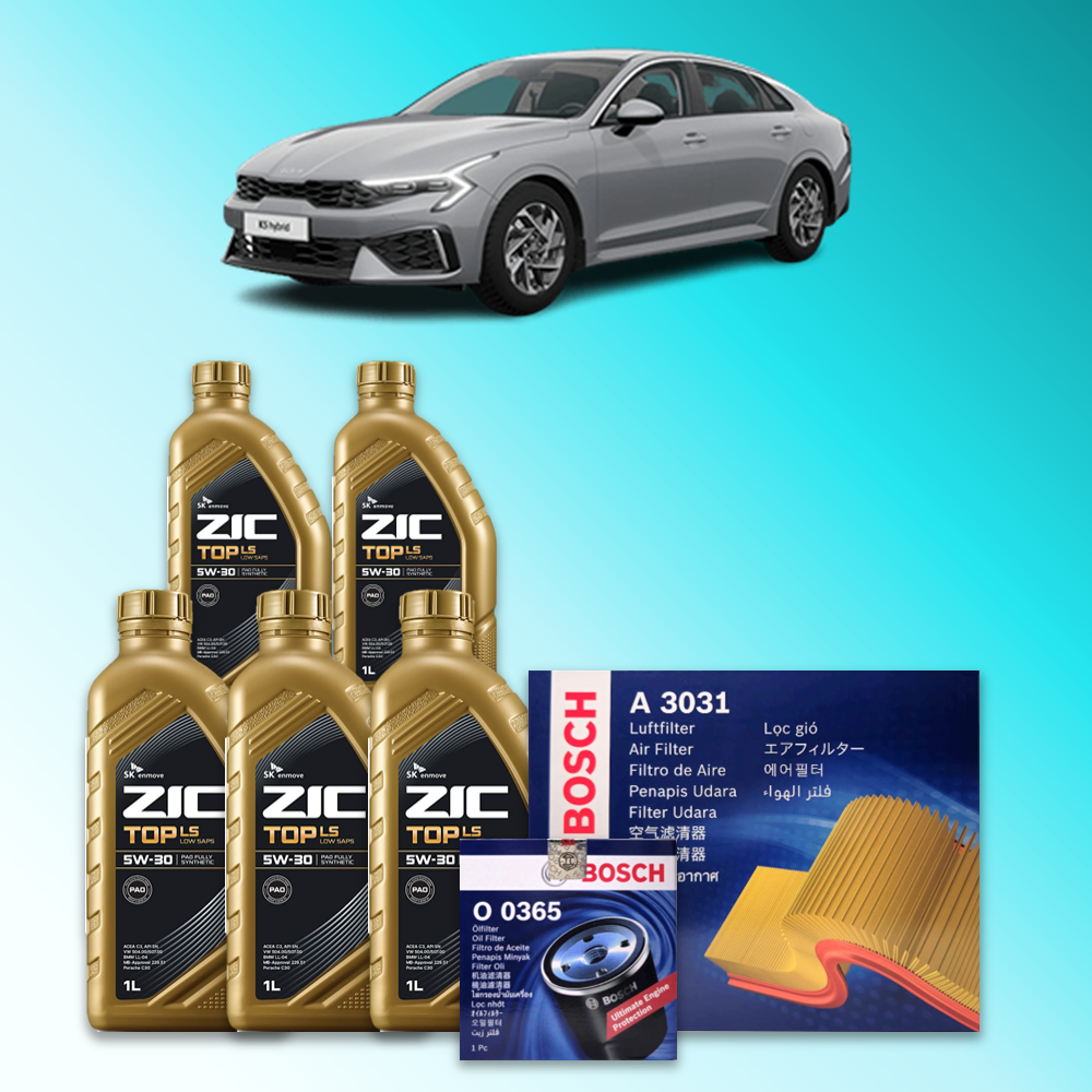 더 뉴 K5 하이브리드 (DL3) 2.0 가솔린 엔진오일세트 SK 지크 탑 LS 5W30 (ZIC TOP LS) 94,800원