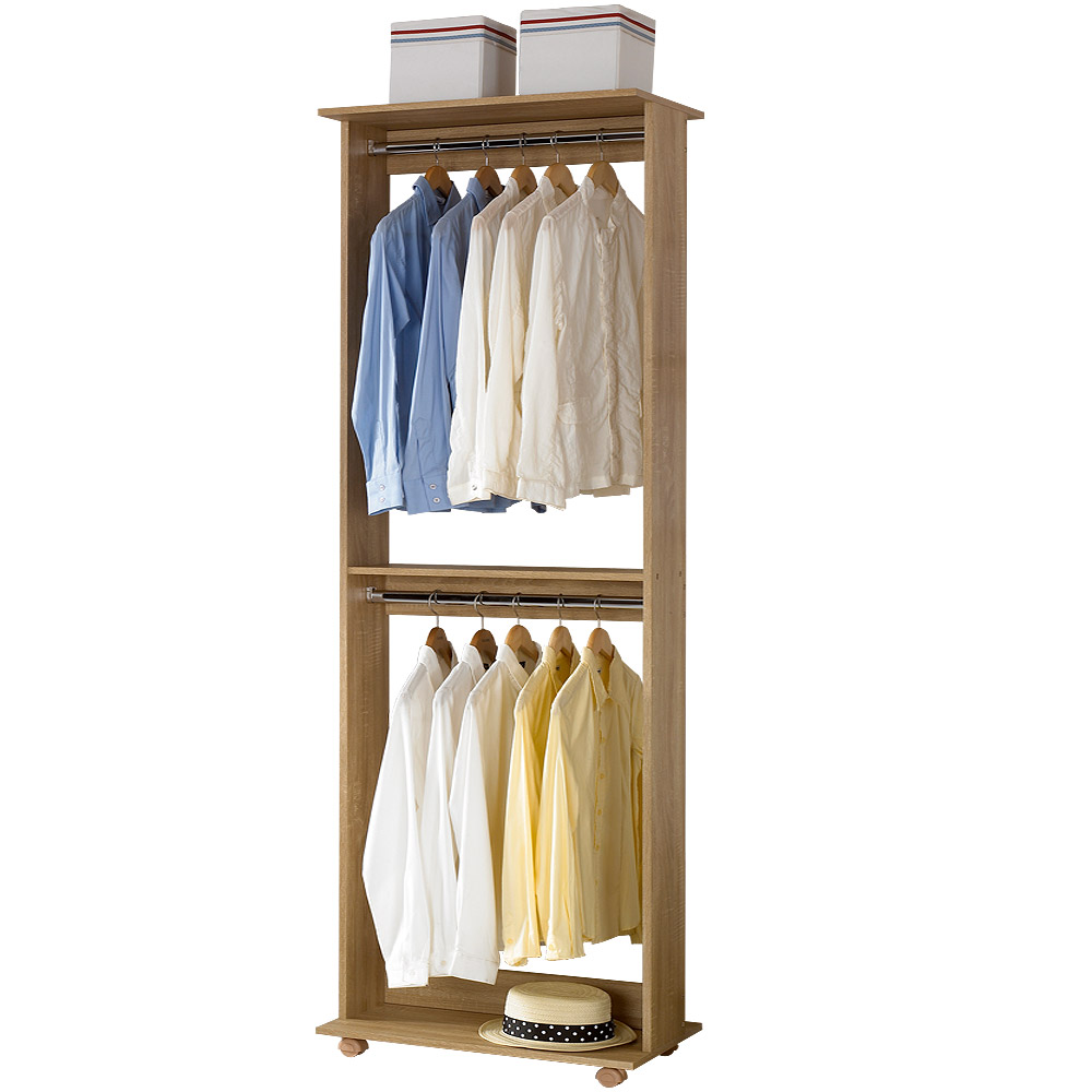 프리메이드 이동식 2단 행거 드레스룸행거 옷걸이, 2단행거 오크 59,760원