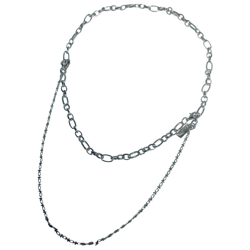 써지컬 더블 레이어드 네크리스 목걸이 실버 남녀공용 데일리 코디 악세서리 도프룸 32,000원