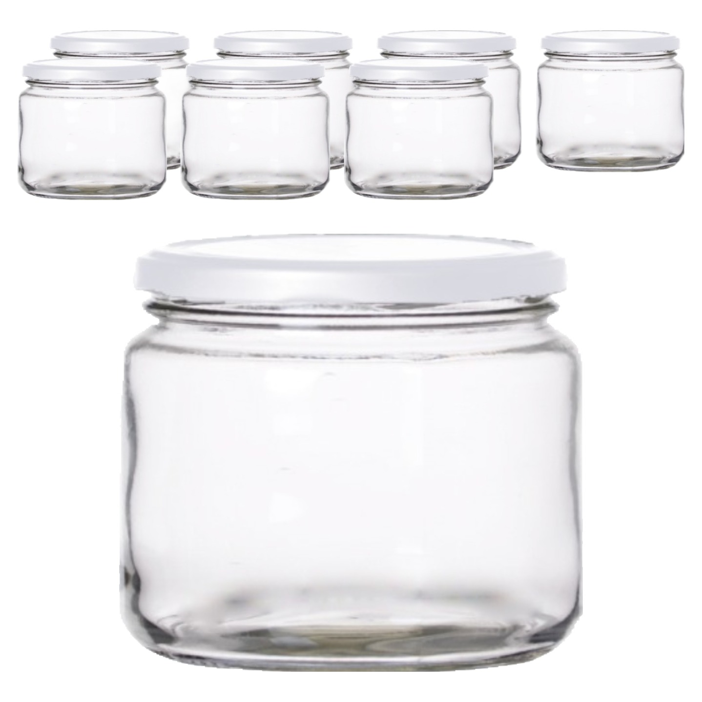 서울패키지 원형 낮은 화이트캡 유리병 500g 25,000원