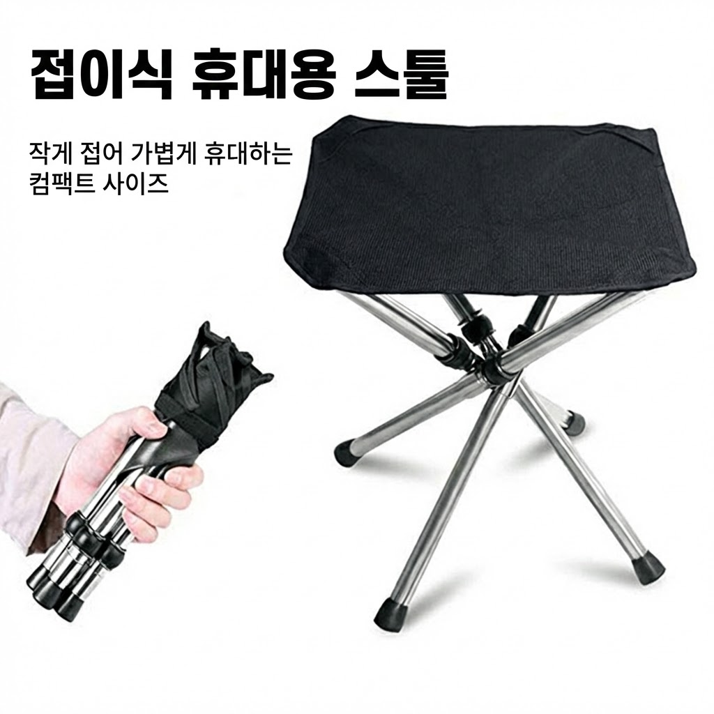 튼튼한 스테인리스 캠핑 의자 접이식 미니 스툴 휴대용 낚시 등산 보조 의자 블랙, 5개, 검정색 20,000원