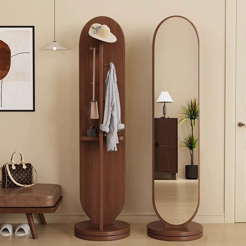 다용도 스탠드 행거 전신거울 거실 인테리어 회전식 아치형 거울, 메이플 70,000원