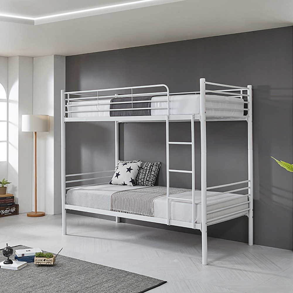 브라보가구 루디 분리형 철제 이층침대+견면 매트리스 2EA S/SS, 화이트 269,000원