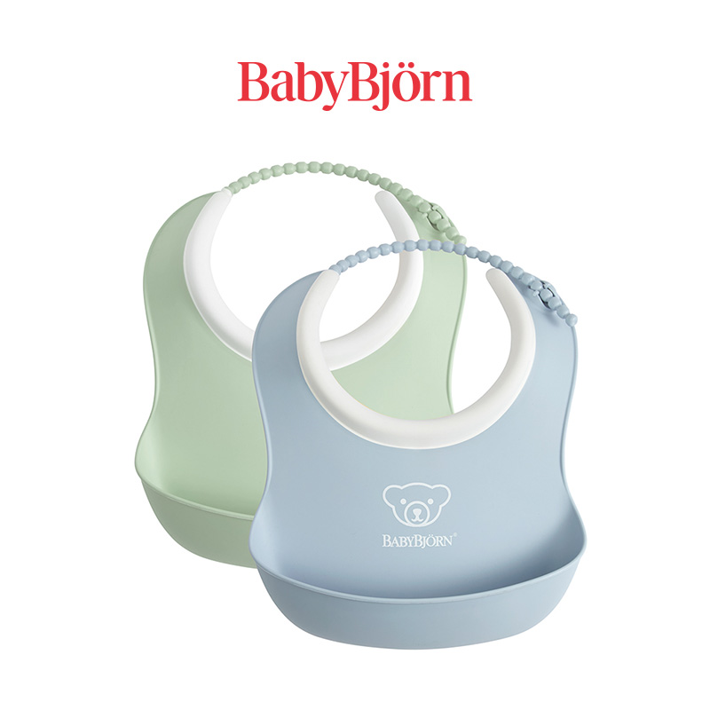 [공식] 베이비뵨 스몰 베이비 빕 이유식 턱받이 세트, 파우더 그린-블루, 2개입, 1개 24,000원