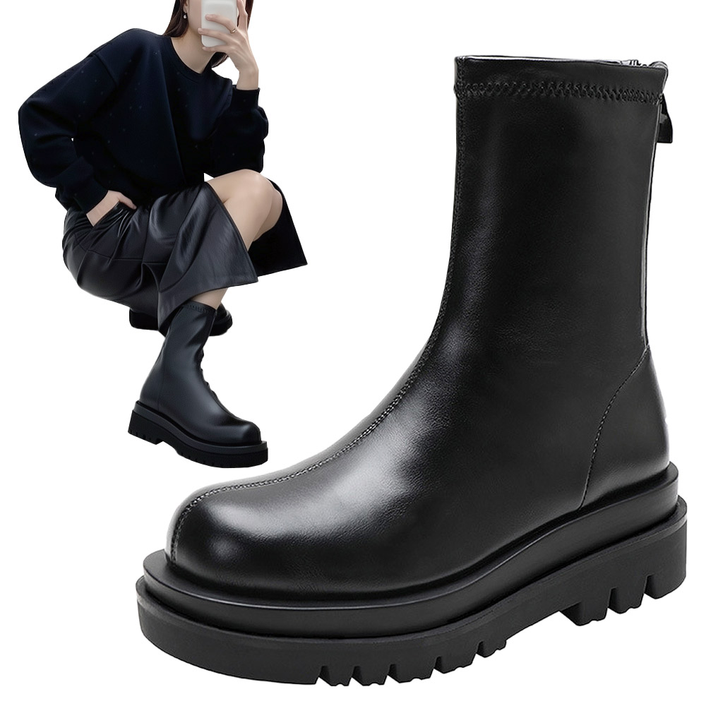 스토리원 여성 스판 기모안감 삭스 레더 부츠 SH-WBT-K24 19,900원