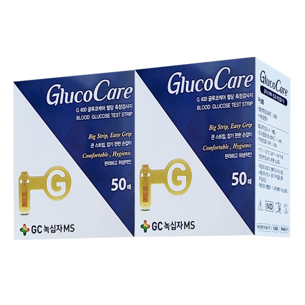 녹십자 글루코케어 혈당시험지 100매+채혈침100+알콜솜100 당뇨 당 측정 검사지, 1개, 상세페이지 참조 37,500원