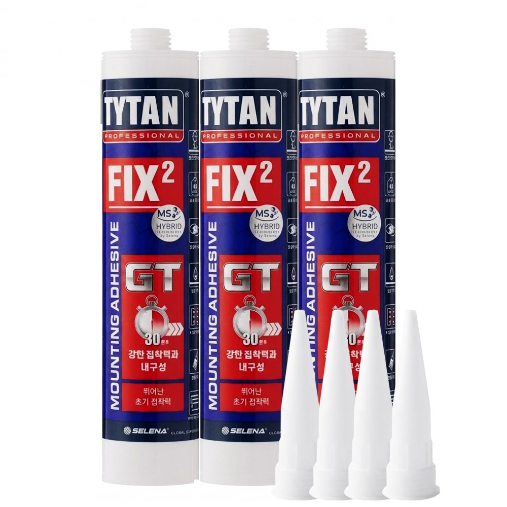 타이탄 픽스2 GT 초강력 하이브리드 속경화 수중 실리콘 접착제 290ml 흑색 3개(노즐포함), 3개 37,900원