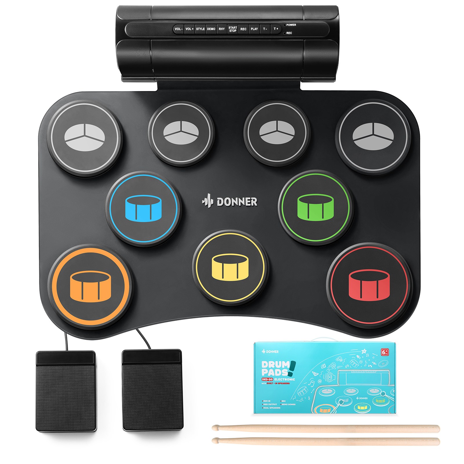 도너릴 Donner 전자 드럼 킷 9패드 롤업 패드 내장 스피커 페달 어린이 크리스마스 선물 DED-20SE, 1개 79,000원