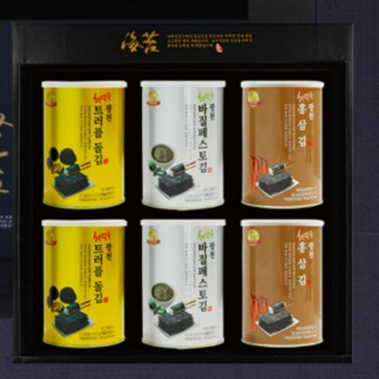 설선물 단체선물 2026 설날선물세트 명품광천김6캔 캔김 설 선물세트 명절 재래김 돌김 선물용김추천 (고급 64,050원