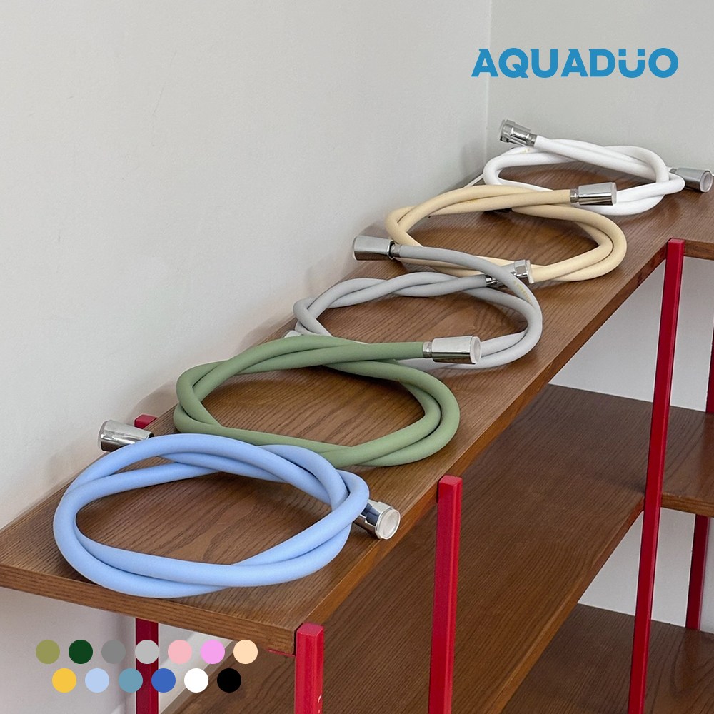 아쿠아듀오 물때X꼬임방지 잔수배출 샤워기호스, 실버, 2m 18,800원