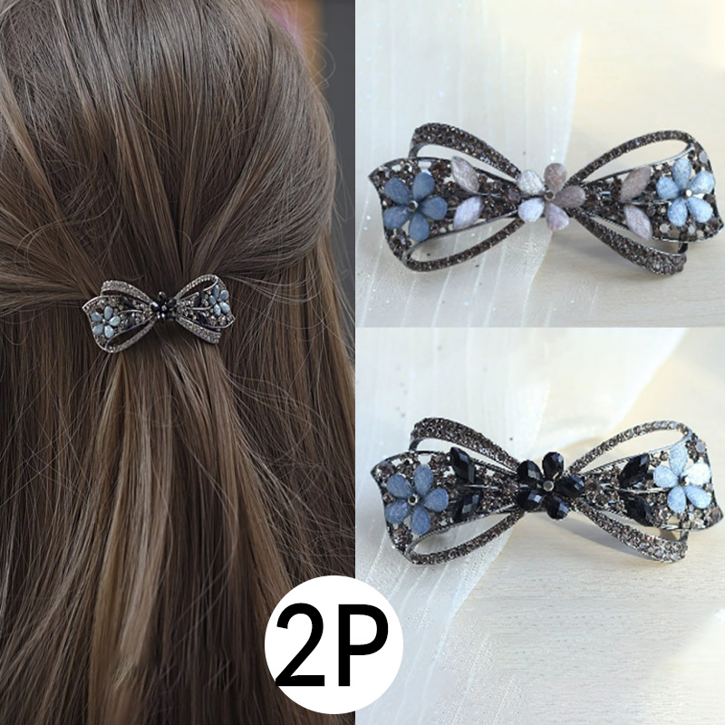 [MNC] 빈티지 삔 보석 꽃헤어핀 세트 앞머리 헤어 우아한 리본 진주 큐빅 헤어 자동핀  클립 진주 플라워 헤어핀 결혼식 2P 9,900원