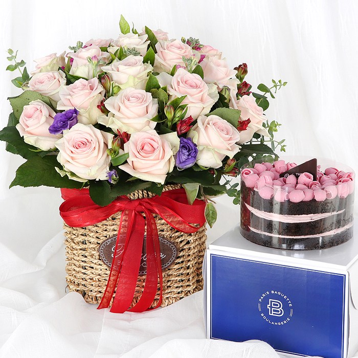 99플라워 (당일수령) 러브스토리+케익 [ST-A1949] - 전국꽃배달서비스 꽃바구니 케익 당일배송 생화 꽃선물 생신 생일 축하 기념일 장미 93,100원