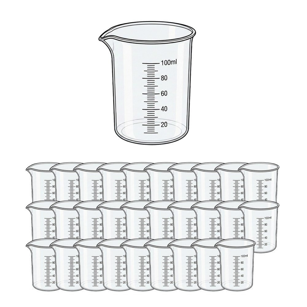 미니 비커 100ml 30개 플라스틱 눈금 비이커 계량컵 14,500원