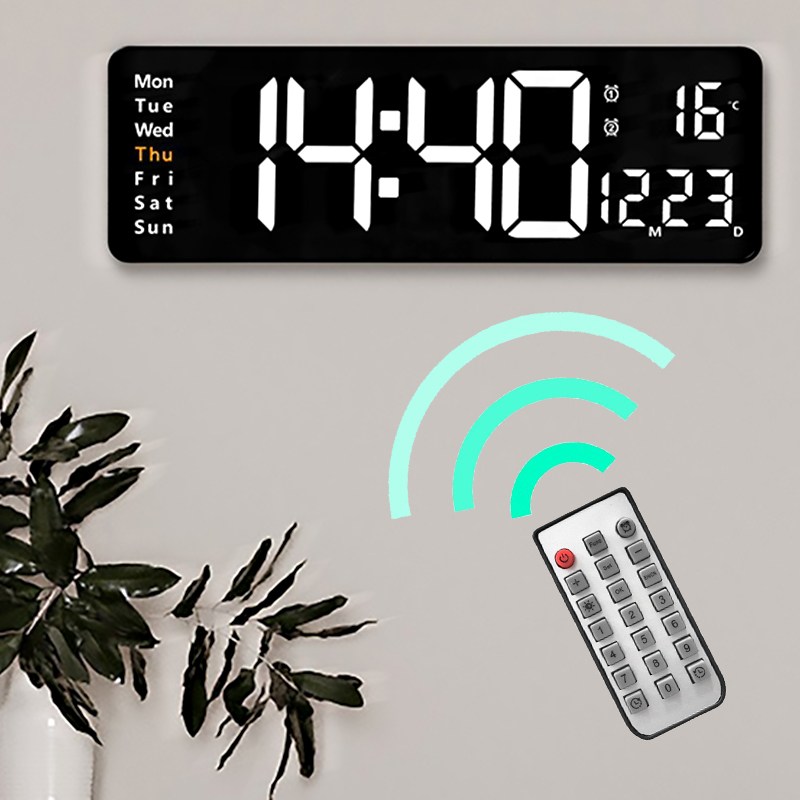Uinox 무소음 디지털 벽시계 탁상 인테리어 LED 탁상시계 밝기 조절 가능한 온도 표시 디지털 시계 알람 37,800원