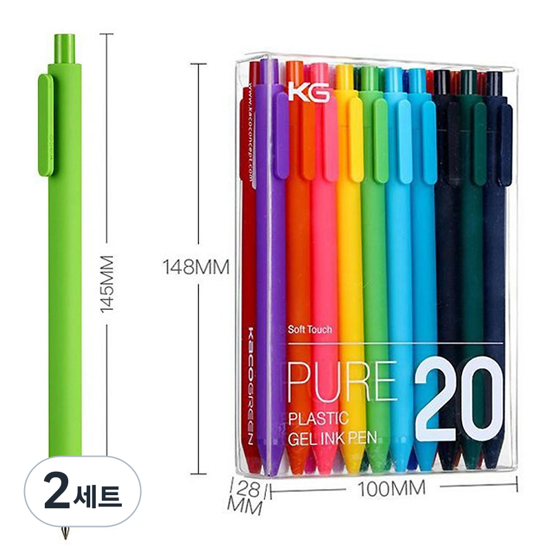 KACO PURE 소프트 젤펜 0.5mm 20p, 2세트, 혼합 색상 33,650원