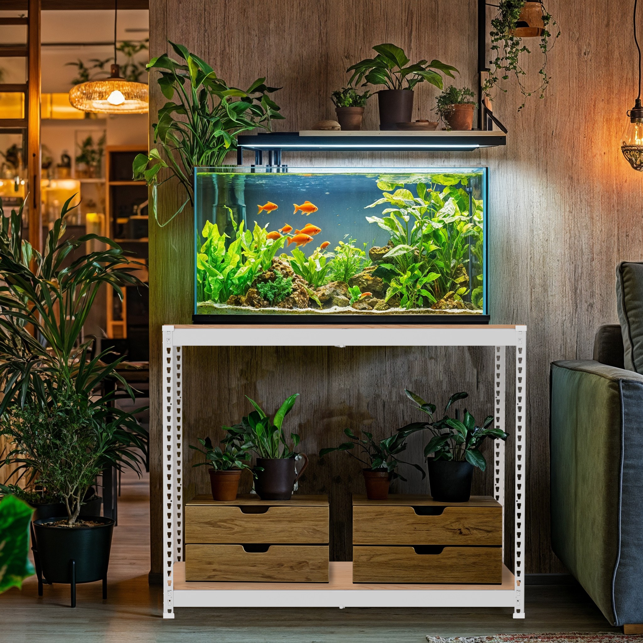 스피드랙 축양장 조립식 2자 광폭 철제 어항 선반 받침대 600모음 2단, 1세트, 화이트 59,000원